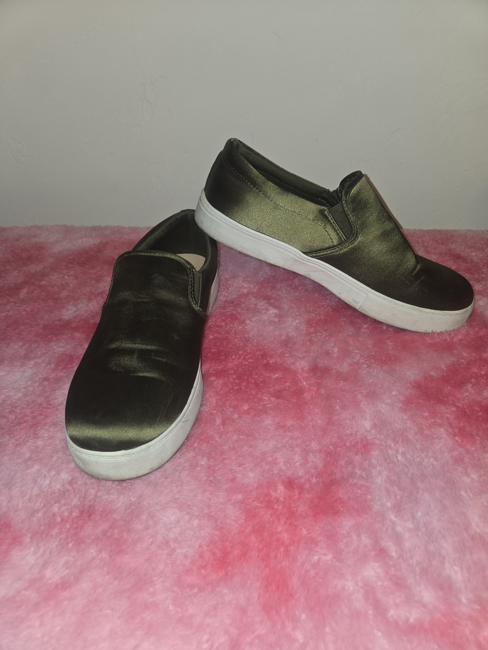Mossimo Supply Co. Olive Green Slip-On Sneakers with White Soles